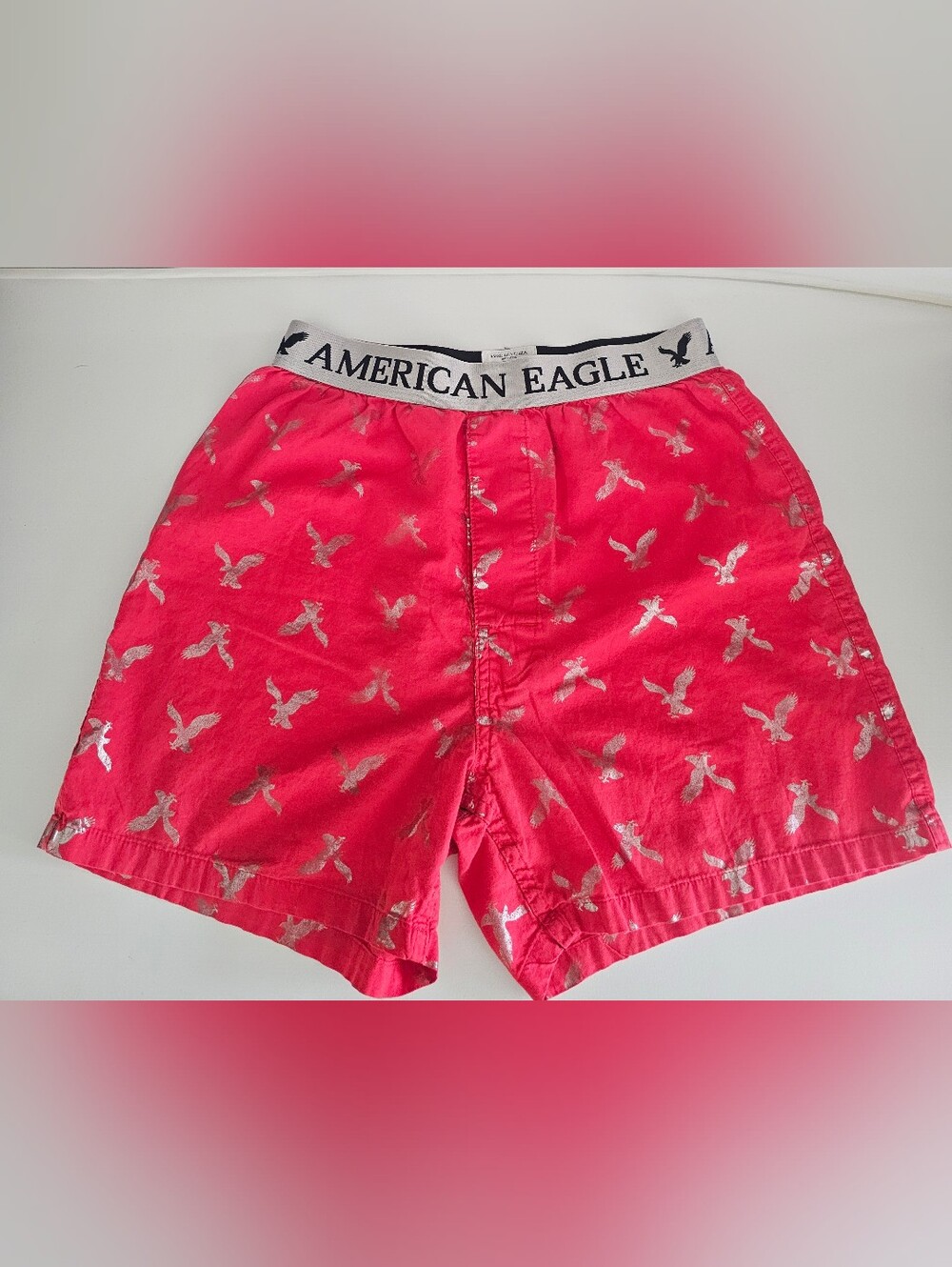 American Eagle Outfitters Multicolor Plaid Men’s Shorts - Red & Silver